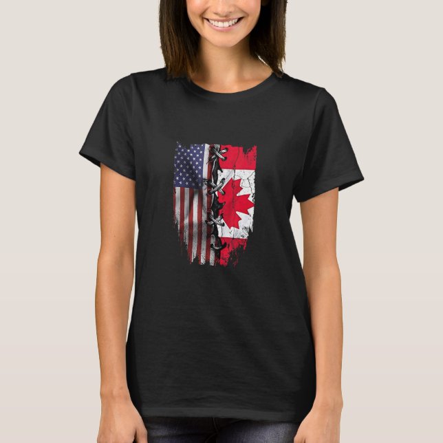 Camiseta American Grown Canadian Roots USA Canada Flag (Anverso)