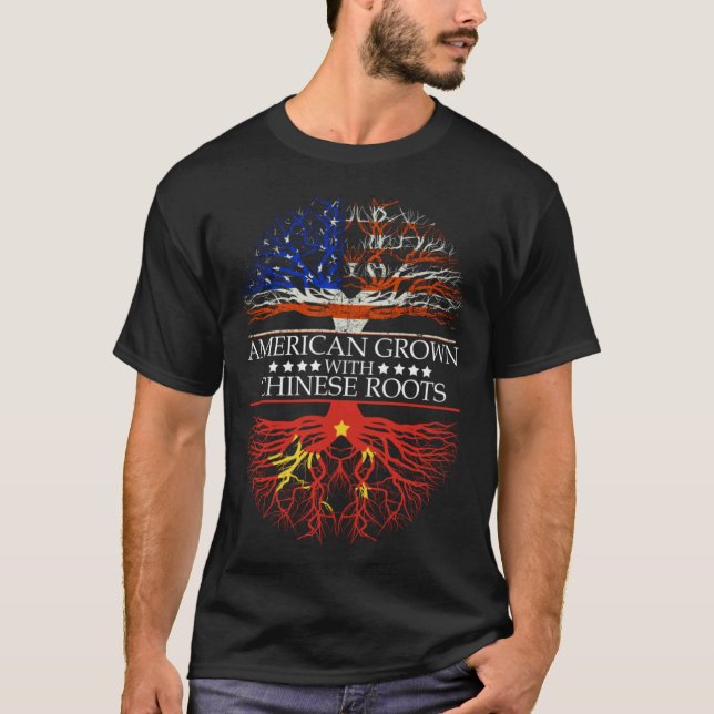 Camiseta American Grown Chinese Roots China (Anverso)
