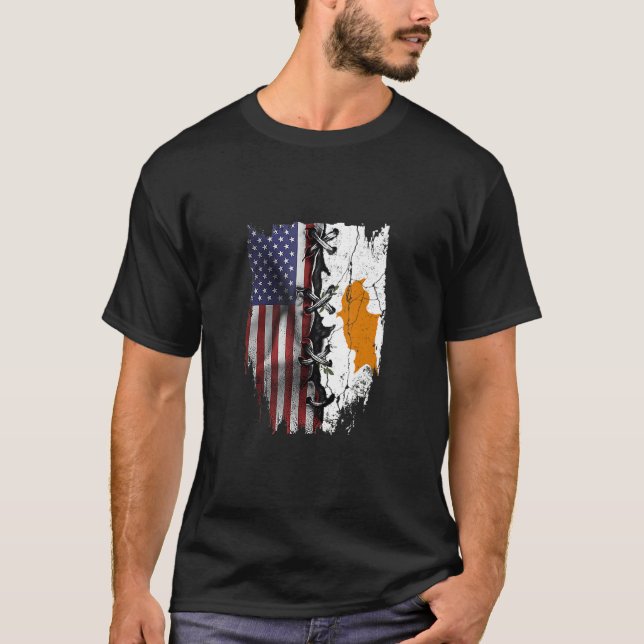 Camiseta American Grown Cypriot Roots USA Cyprus Flag (Anverso)