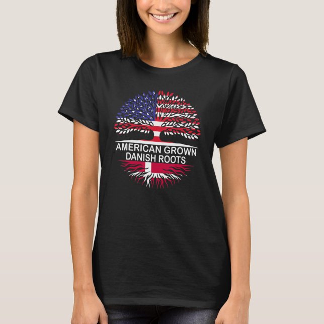 Camiseta American Grown Danish Roots  Danemark Flag Women M (Anverso)