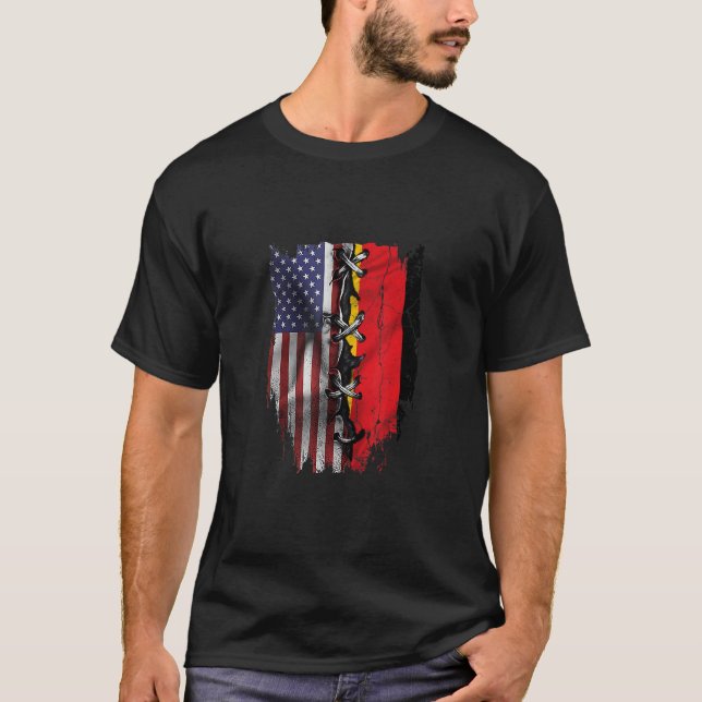 Camiseta American Grown German Roots USA Germany Flag (Anverso)