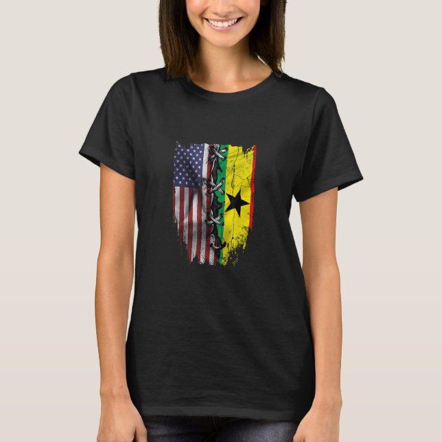 Camiseta American Grown Ghanaian Roots USA Ghana Flag (Anverso)