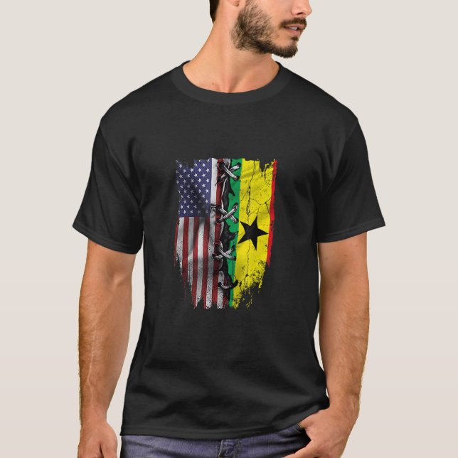 Camiseta American Grown Ghanaian Roots USA Ghana Flag (Anverso)