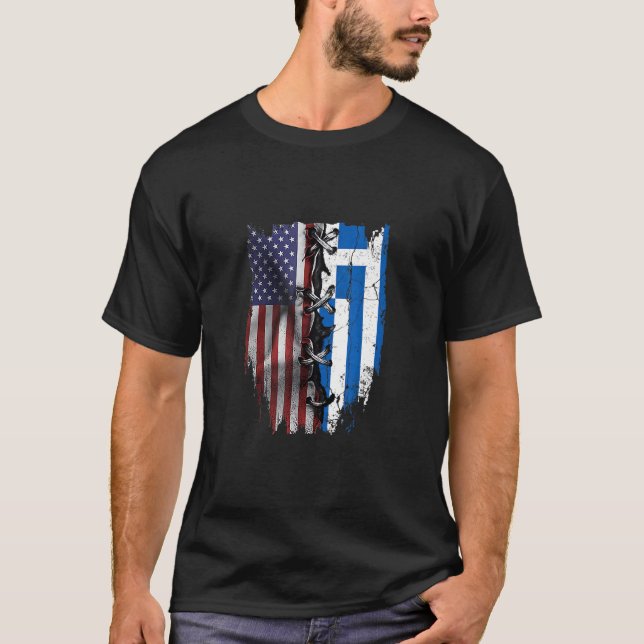 Camiseta American Grown Greek Roots USA Greece Flag (Anverso)