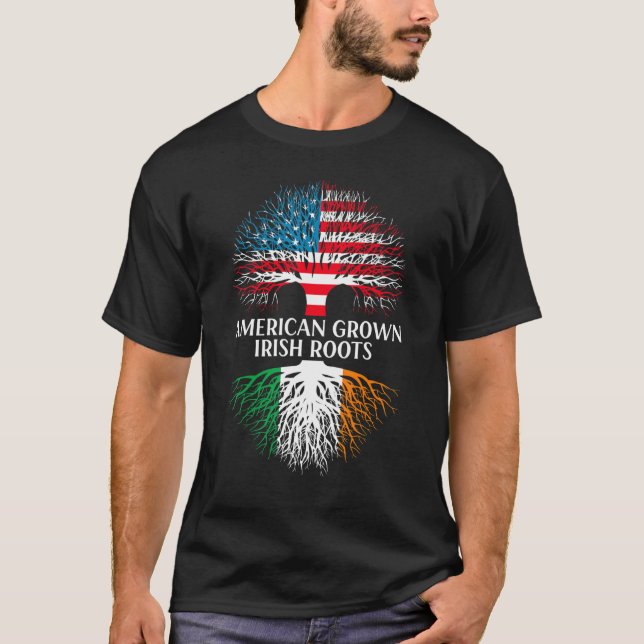 Camiseta American Grown Irish Roots Flag Ireland St Patrick (Anverso)