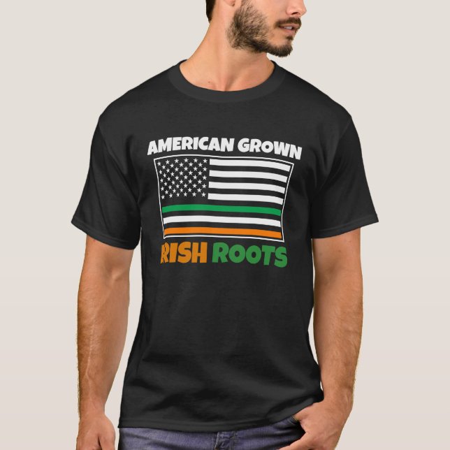 Camiseta American Grown Irish Roots Flag  St Pattys Day Par (Anverso)