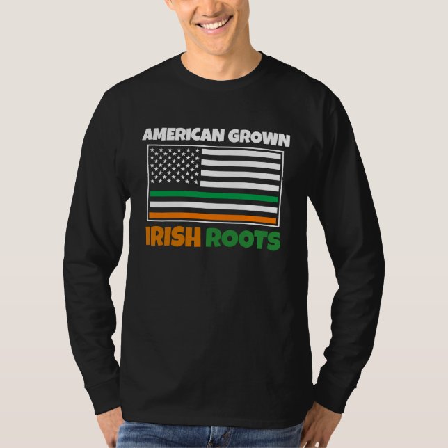 Camiseta American Grown Irish Roots Flag  St Pattys Day Par (Anverso)