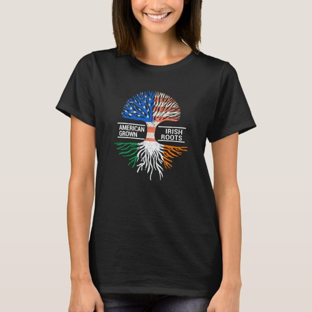 Camiseta American Grown Irish Roots USA Ireland Flag ST PAT (Anverso)