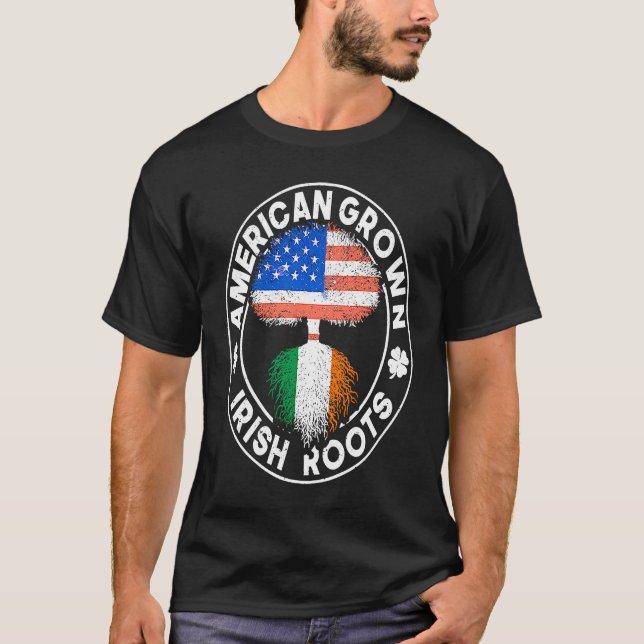Camiseta American Grown Irish Roots USA Ireland Flag ST PAT (Anverso)