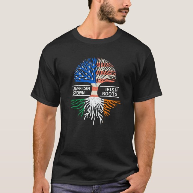 Camiseta American Grown Irish Roots USA Ireland Flag ST PAT (Anverso)
