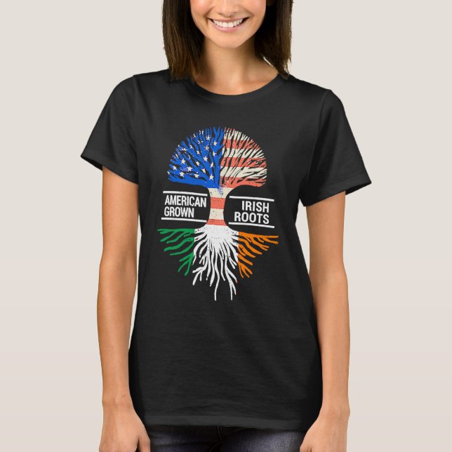 Camiseta American Grown Irish Roots USA Ireland Flag ST PAT (Anverso)