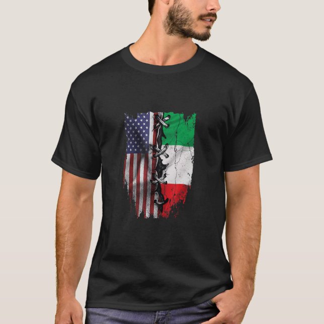 Camiseta American Grown Italian Roots USA Italy Flag (Anverso)