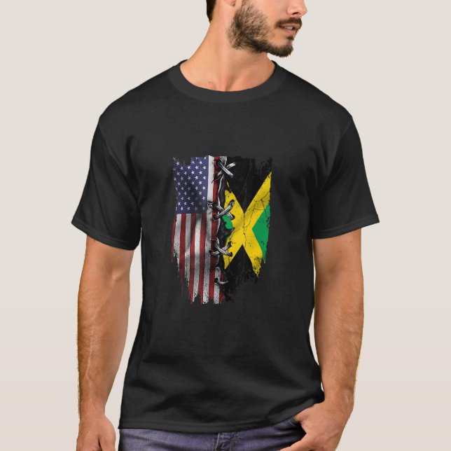 Camiseta American Grown Jamaican Roots USA Jamaica Flag (Anverso)
