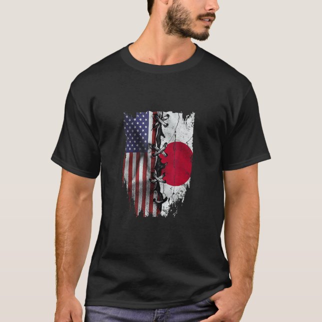 Camiseta American Grown Japanese Roots USA Japan Flag (Anverso)