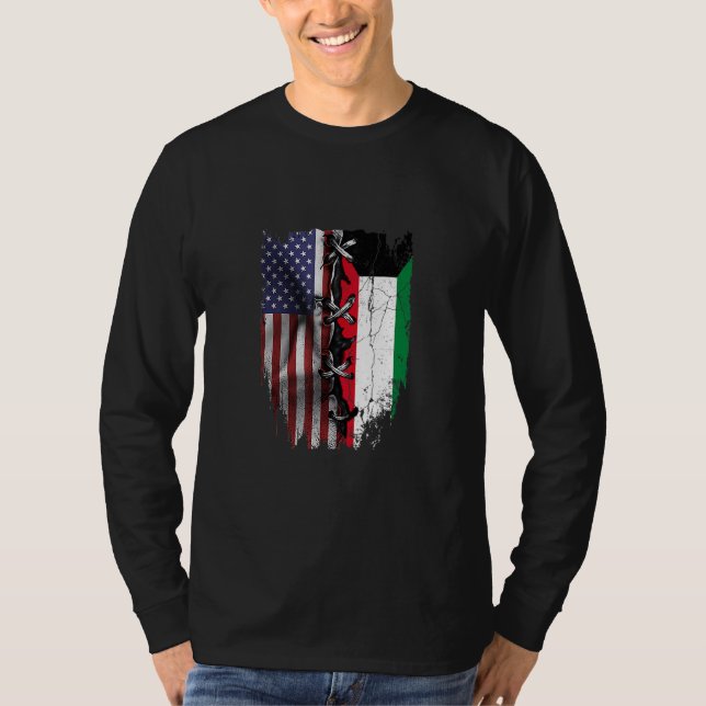 Camiseta American Grown Kuwaiti Roots USA Kuwait Flag (Anverso)