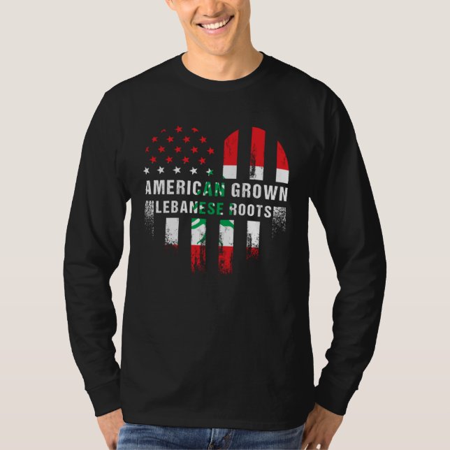 Camiseta American Grown Lebanese Roots Lebanon Heart Flag M (Anverso)
