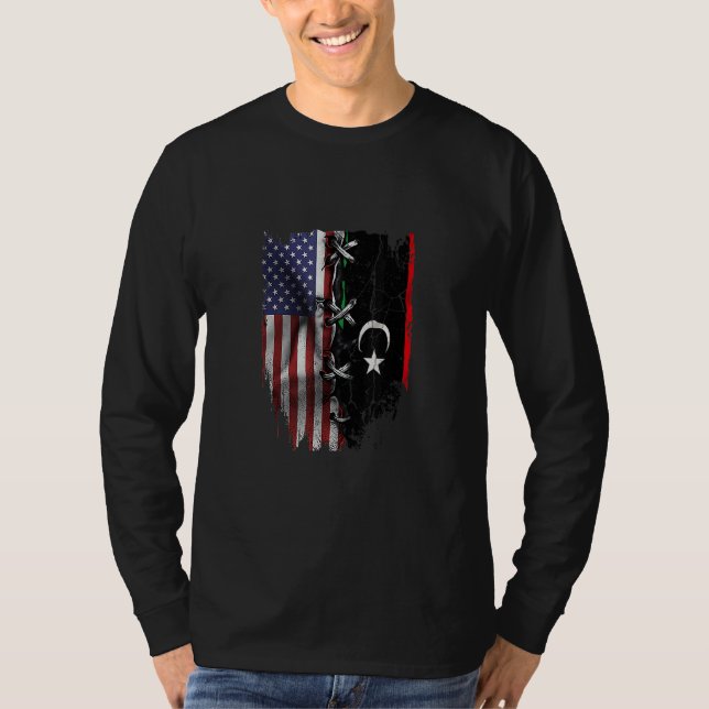 Camiseta American Grown Libyan Roots USA Libya Flag (Anverso)