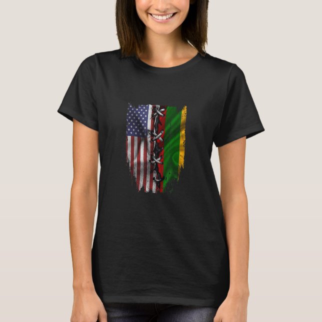 Camiseta American Grown Lithuanian Roots USA Lithuania Flag (Anverso)
