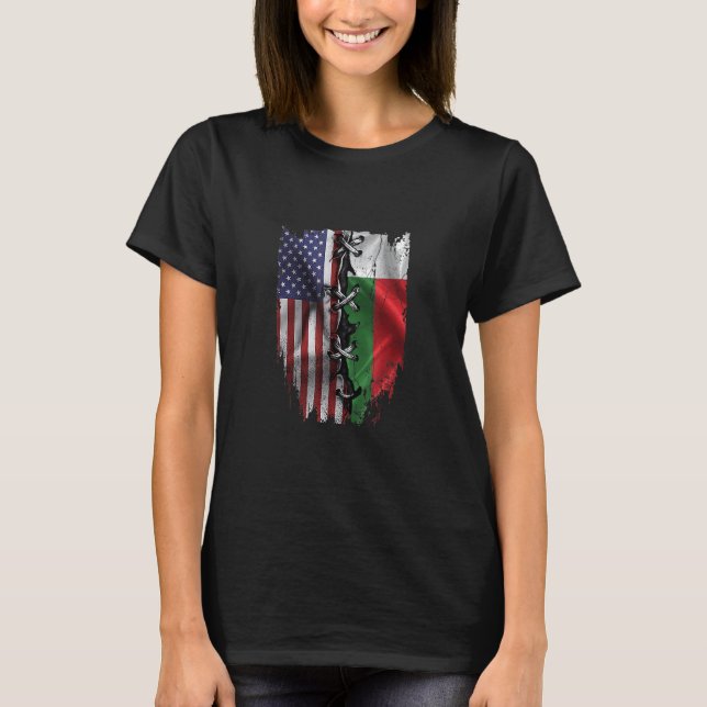 Camiseta American Grown Malagasy Roots USA Madagascar Flag (Anverso)