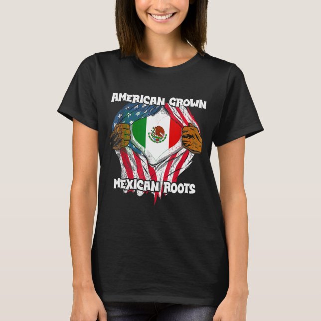 Camiseta American Grown Mexican Roots Mexico Country Lover  (Anverso)