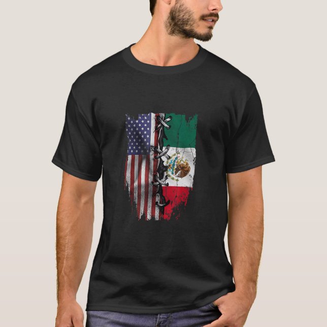 Camiseta American Grown Mexican Roots USA Mexico Flag (Anverso)
