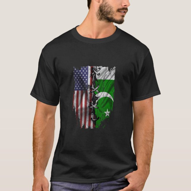 Camiseta American Grown Pakistani Roots USA Pakistan Flag (Anverso)