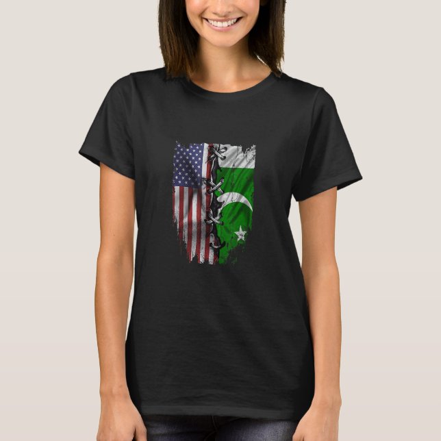 Camiseta American Grown Pakistani Roots USA Pakistan Flag (Anverso)