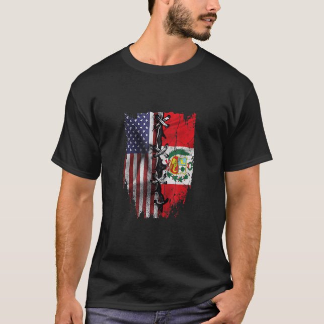 Camiseta American Grown Peruvian Roots USA Peru Flag (Anverso)