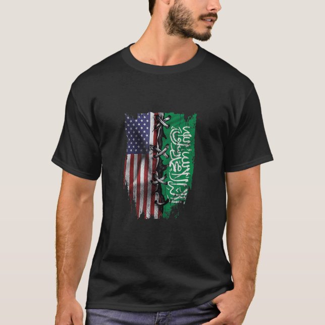 Camiseta American Grown Saudi Arabian Roots USA Saudi Arabi (Anverso)