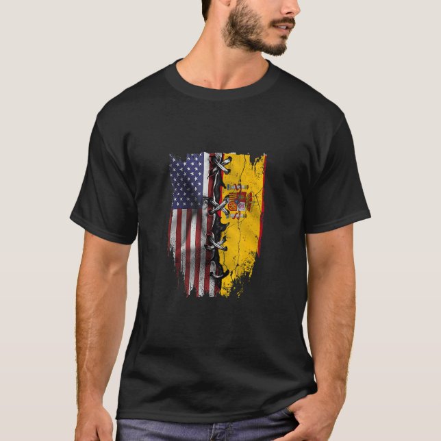 Camiseta American Grown Spanish Roots USA Spain Flag (Anverso)