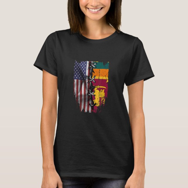Camiseta American Grown Sri Lankan Roots USA Sri Lanka Flag (Anverso)