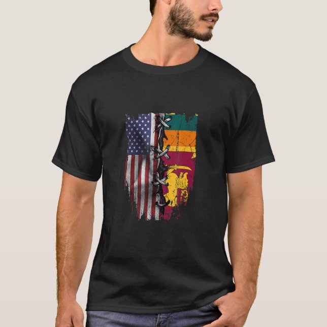 Camiseta American Grown Sri Lankan Roots USA Sri Lanka Flag (Anverso)