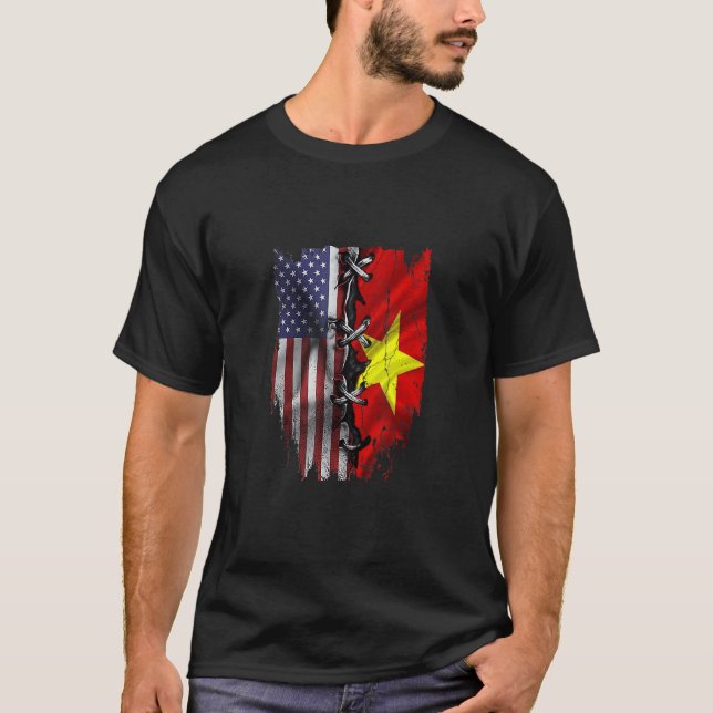 Camiseta American Grown Vietnamese Roots USA Vietnam Flag (Anverso)