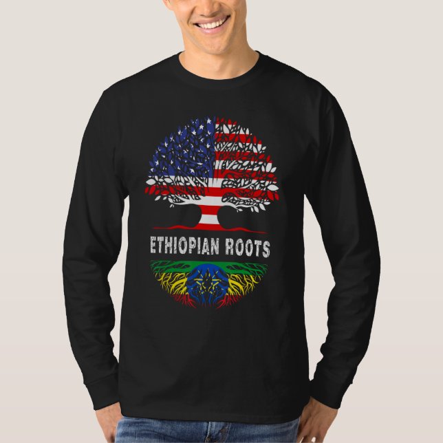 Camiseta American Grown With African Roots Tree USA Flag Et (Anverso)