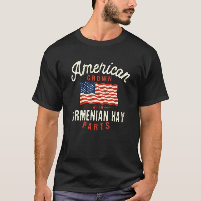 Camiseta American Grown with Armenian Hay Parts Patriotic N (Anverso)