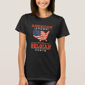Camiseta American Grown with Belgian Parts Patriotic Belgiu