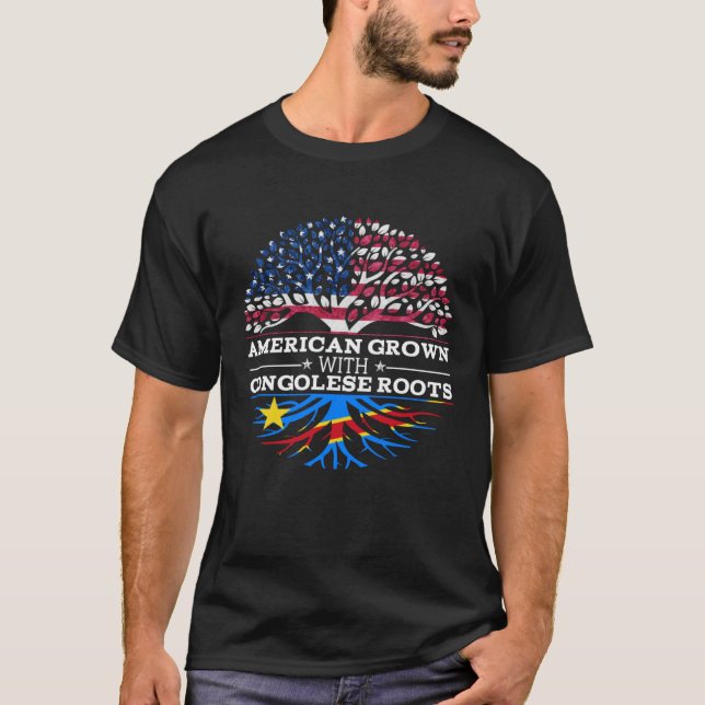 Camiseta American Grown with Congolese Roots  DR Congo (Anverso)