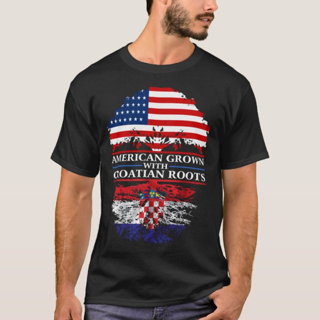 Camiseta American Grown with Croatian Roots  Croatia (Anverso)
