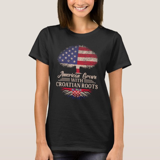 Camiseta American Grown With Croatian Roots Half American F (Anverso)