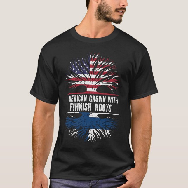 Camiseta American Grown with Finnish Roots USA Flag (Anverso)