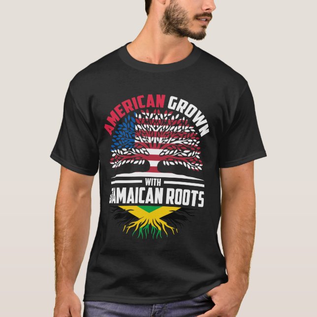 Camiseta American Grown With Jamaican Roots Jamaica Flag Fa (Anverso)