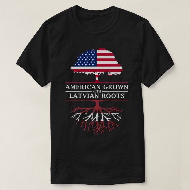 Camiseta American Grown with Latvian Roots  Latvia Premium  (Diseño del anverso)