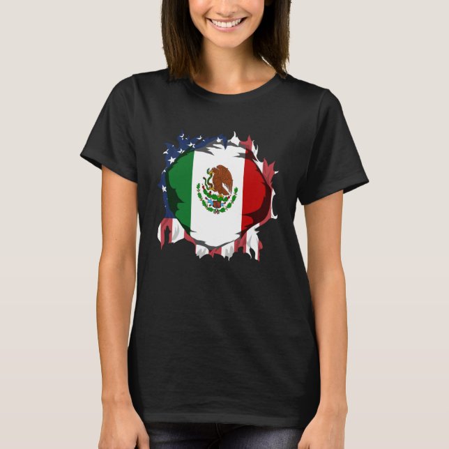Camiseta American Grown with Mexican Roots Flag (Anverso)