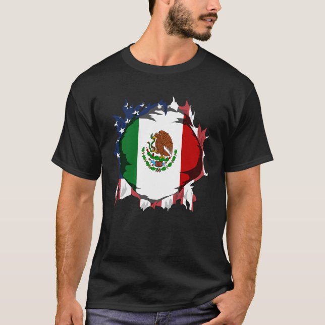 Camiseta American Grown with Mexican Roots Flag (Anverso)