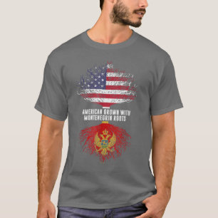 Camiseta American Grown with Montenegrin Roots USA Flag Mon