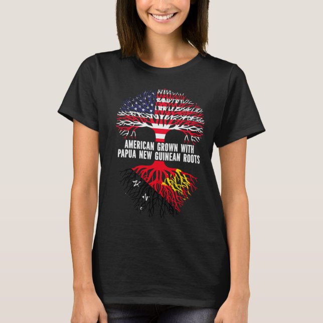 Camiseta American Grown With Papua New Guinean Roots Usa  (Anverso)