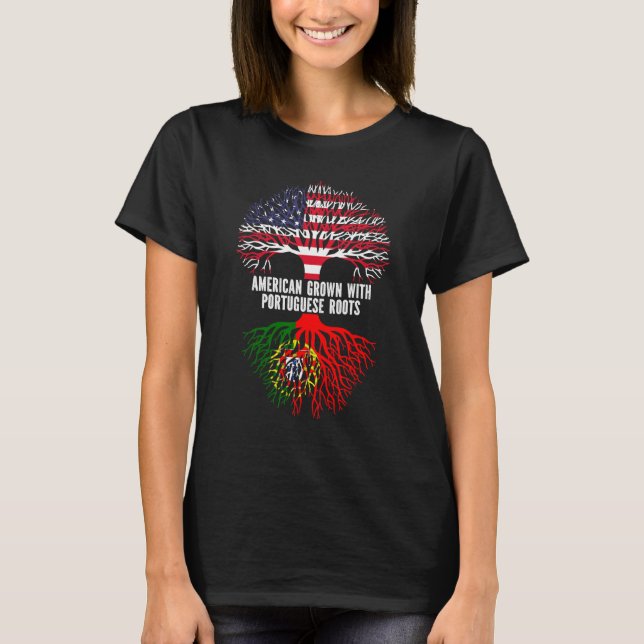 Camiseta American Grown with Portuguese Roots USA Flag (Anverso)