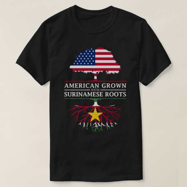 Camiseta American Grown with Surinamese Roots  Suriname  (Diseño del anverso)