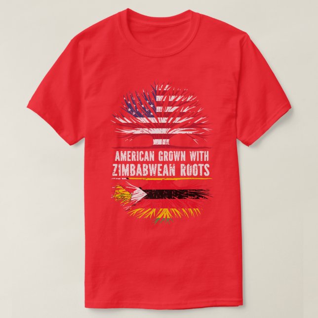 Camiseta American Grown with Zimbabwean Roots USA Flag Zimb (Diseño del anverso)