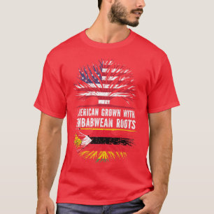 Camiseta American Grown with Zimbabwean Roots USA Flag Zimb